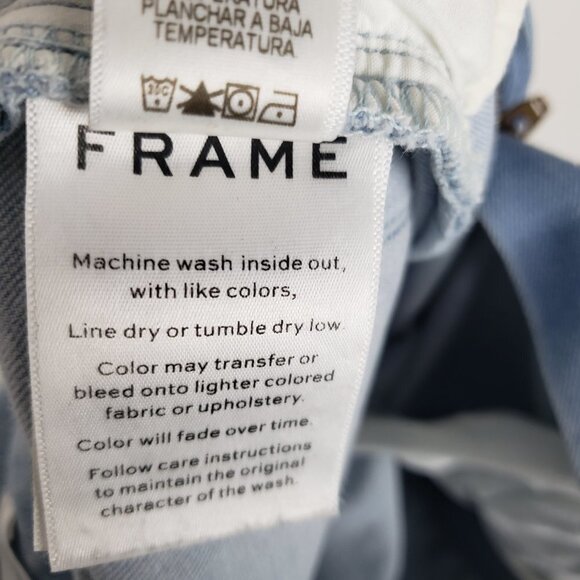 Frame Le High Straight Jeans Cascade Fringe Hem Light Blue Wash Womens Size 25 - Picture 12 of 13